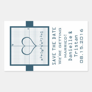 Blue Heart Math Graph Save the Date Stickers