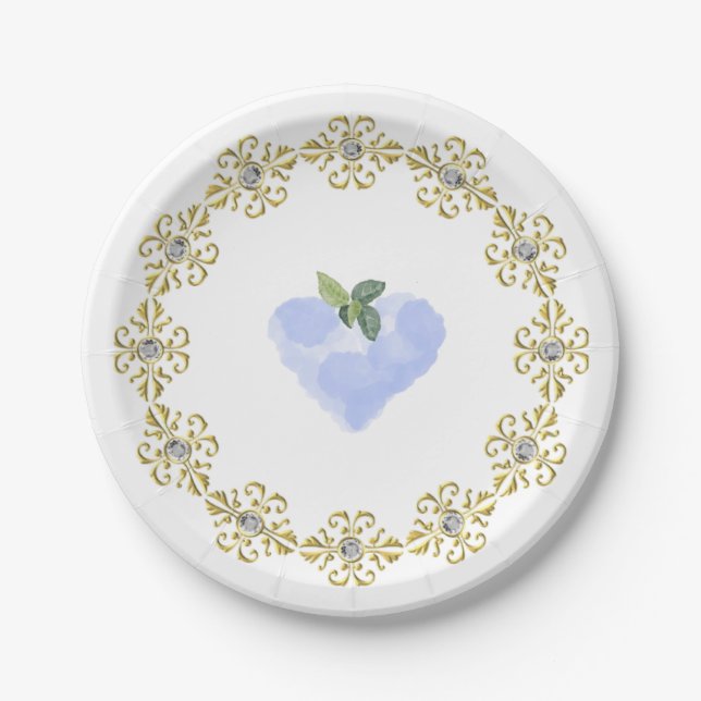 Blue Heart Paper Plate Pappteller (Vorderseite)