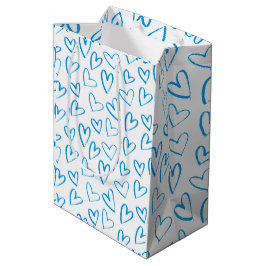 Blue Heart Pattern Medium Gift Bag Mittlere Geschenktüte