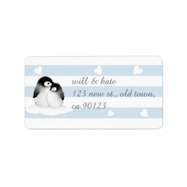 Blue Heart Penguin Address Labels Adressaufkleber