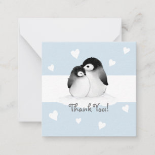 Blue Heart Penguin Vielen Dank Notecards Mitteilungskarte
