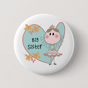 Blue Heart Princess Big Sister Button