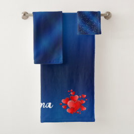 Blue heart romantic wallpaper badhandtuch set