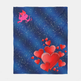 Blue heart romantic wallpaper fleecedecke