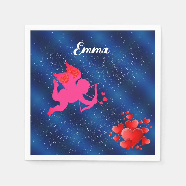 Blue heart  romantic wallpaper serviette (Vorderseite)