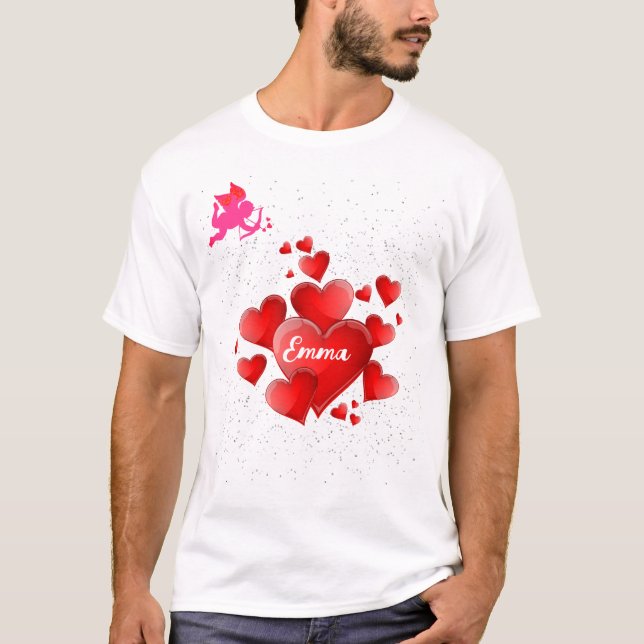 Blue heart  romantic wallpaper T-Shirt (Vorderseite)