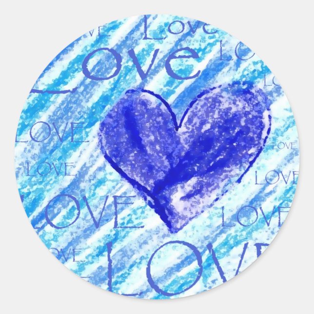 Blue Heart Runder Aufkleber (Vorderseite)