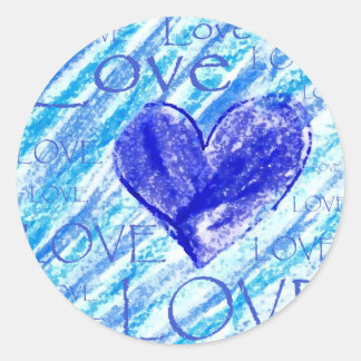 Blue Heart Runder Aufkleber