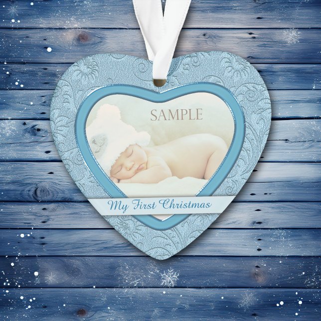 Blue Heart Swirl Baby First Christmas Ornament (Von Creator hochgeladen)