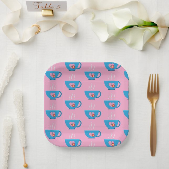 Blue Heart Tee Time Pappteller (Hochzeit)