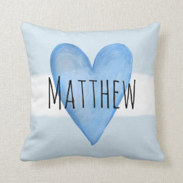 Blue Heart Typografie Baby Liebe mit Name Kinderzi Kissen
