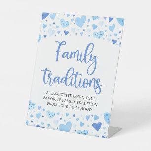 Blue Heart Valentine Family Traditionen Kinderdusc Sockelschild