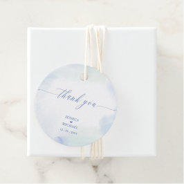 Blue Heart & Watercolor Wedding Danke Foto Geschenkanhänger