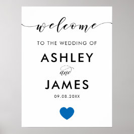 Blue Heart Wedding Willkommenszeichen Poster