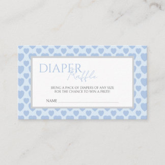 Blue Hearts Baby Shower Diaper Raffle  Begleitkarte