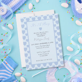 Blue Hearts Baby Shower  Einladung