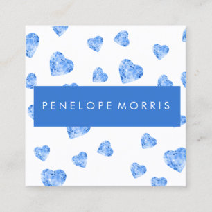 Blue Hearts Beauty Stylist Visagist Quadratische Visitenkarte