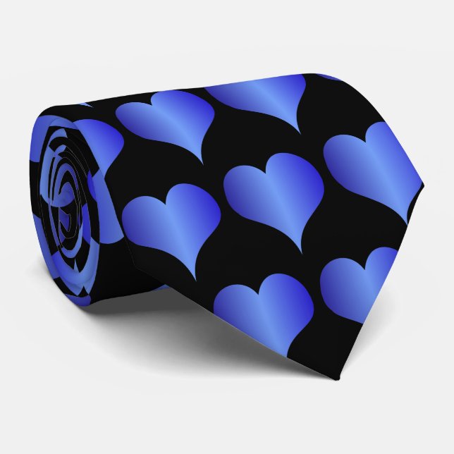 Blue Hearts Design Krawatte (Gerollt)