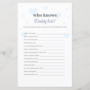 Blue Hearts, die Daddy Best Baby Shower Game kenne
