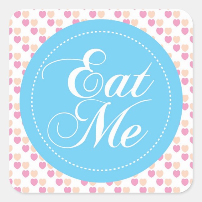 Blue Hearts 'Eat Me' Candy Buffet Sticker (Vorderseite)