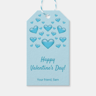 Blue Hearts Happy Valentine's Day & Custom Text Geschenkanhänger