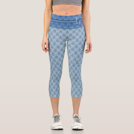 Blue Hearts Monogram & Name Personalisiert Capri Leggings