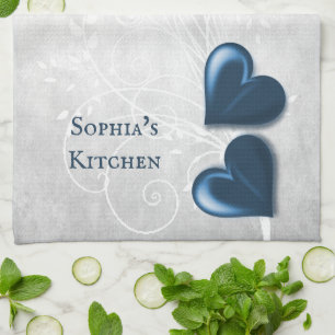 Blue Hearts Personalisiert Kitchtuch Geschirrtuch