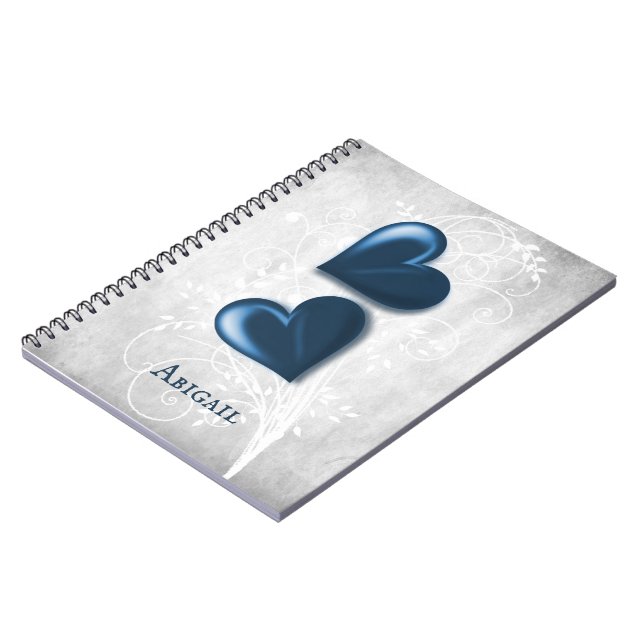 Blue Hearts Personalisiert Notebook Notizblock (Linke Seite)