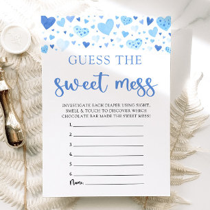 Blue Hearts Raten Sie das Sweet Mess Baby Shower G Einladung