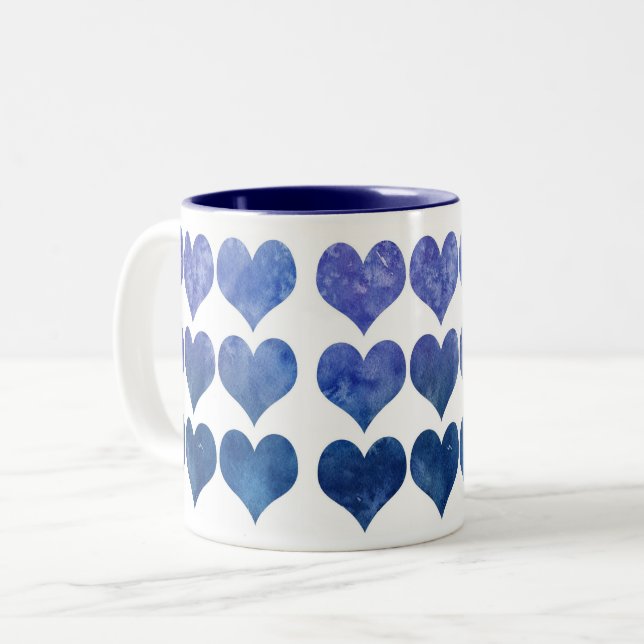 Blue Hearts Romance Liebe Tasse (Vorderseite Links)