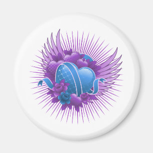 Blue Hearts Rose und Flüge Magnet