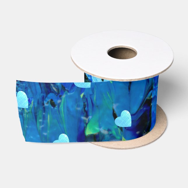 Blue Hearts Satinband (Spule)