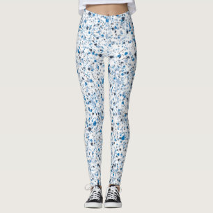 Blue Hearts Spritzer Paint, Abstrakt Leggings
