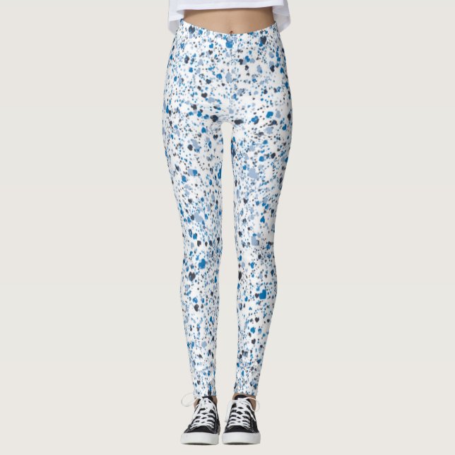 Blue Hearts Spritzer Paint, Abstrakt Leggings (Vorderseite)