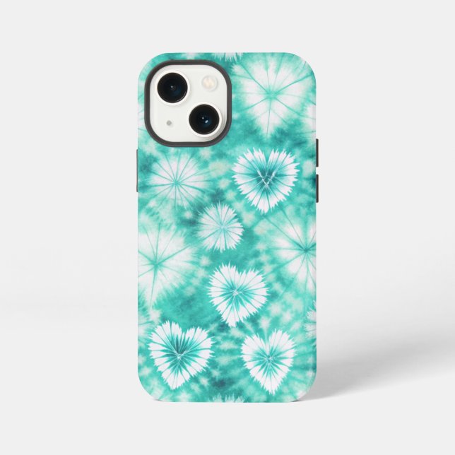 Blue Hearts Tie Dye iPhone Hülle (Rückseite)