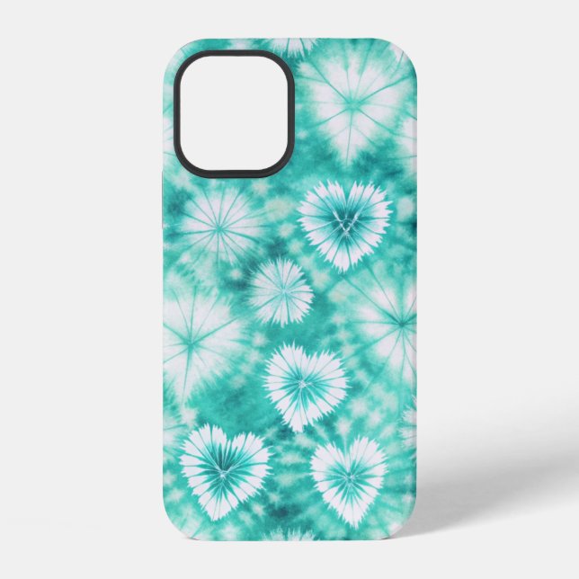 Blue Hearts Tie Dye iPhone Hülle (Rückseite)