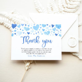 Blue Hearts Valentine Baby Dusche Danke Karte