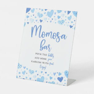 Blue Hearts Valentine Baby Dusche Momosa Bar Sign Sockelschild