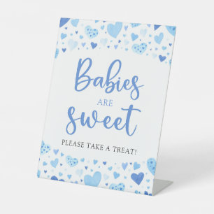 Blue Hearts Valentine Baby Shower Babies sind süß Sockelschild