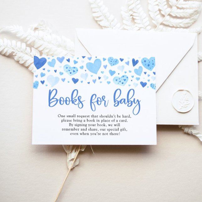 Blue Hearts Valentine Baby Shower Books for Baby Begleitkarte (Von Creator hochgeladen)