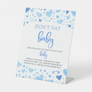 Blue Hearts Valentine Say Baby Shower Game Sockelschild