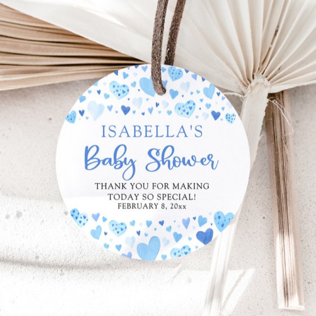Blue Hearts Valentine Sweetheart Baby Shower Geschenkanhänger (Von Creator hochgeladen)