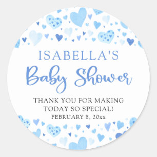 Blue Hearts Valentinstag Schatz Baby Shower Runder Aufkleber