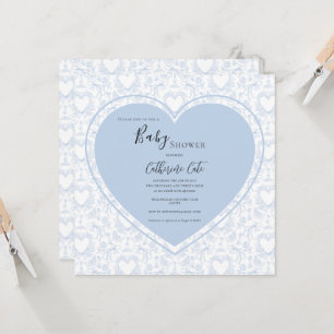 Blue Hearts Vintage Baby Shower Einladung