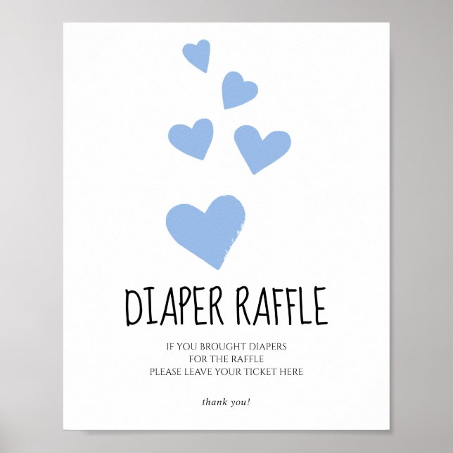 Blue Hearts Windel-Raffle-Party Poster (Vorne)