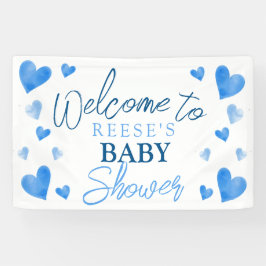 Blue Hearts Winter Baby Dusche Begrüßungsbanner Banner