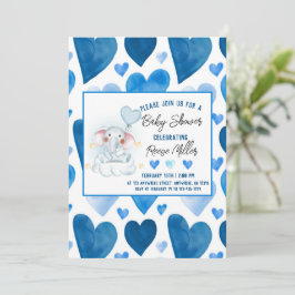 Blue Hearts Winter Baby Dusche Einladung
