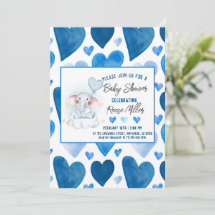Blue Hearts Winter Baby Dusche Einladung