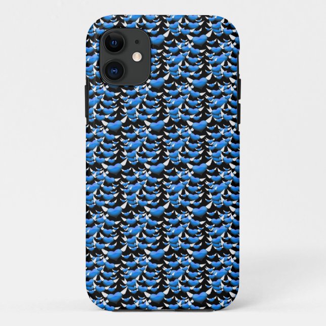Blue Hearts with Wings on Black Case-Mate iPhone Hülle (Rückseite)