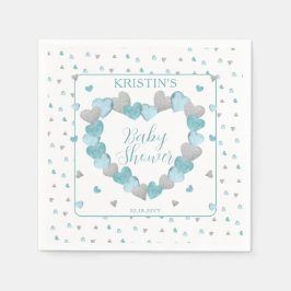 Blue Hearts Wreath eine kleine Sweetheart Baby Dus Serviette